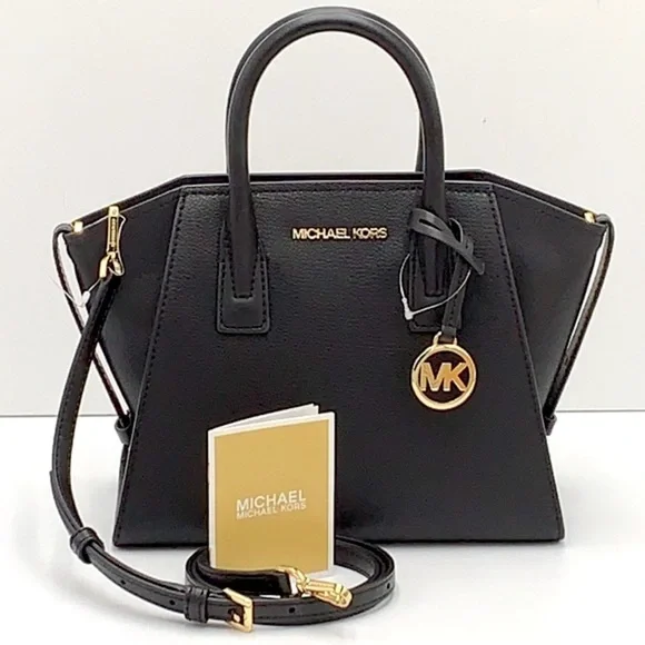Michael Kors Avril Small Leather Top-Zip Satchel BLACK COLOR - Picture 2 of 16